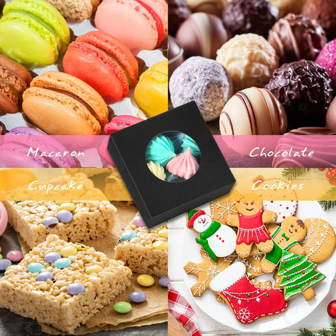 Chinco 30 Pcs Kraft Paper Box with Clear Window Homemade Soap Boxes Presents Packaging Boxes for Bakery Cookies Packaging Candy Wedding Birthday P...