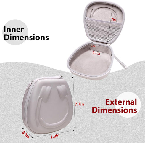 LTGEM Hard Headphone Case for Logitech H390, JLab Go Work, JIAMQISHI, EAGLEND, FEABASK Headset (Inside:6.8"x7"x2.9") - White+Grey......