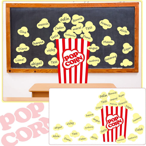25 Pcs Various Popcorn Stickers Bulletin Board Self Stick Popcorn Accents Adhesive Fake Popcorn Decorations for Kids Teacher Classroom Blackboard ...
