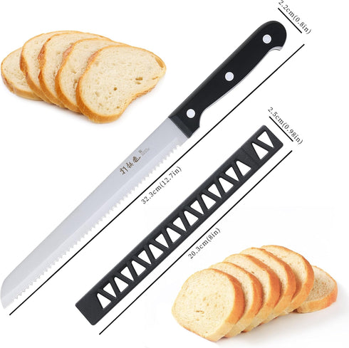 Bread Knife, HIA Stainless Steel 8 inch Serrated Bread Knife, Perfect for Homemade Bread, Bagels and Cake, Knife Cover Included, Dishwasher Safe (...