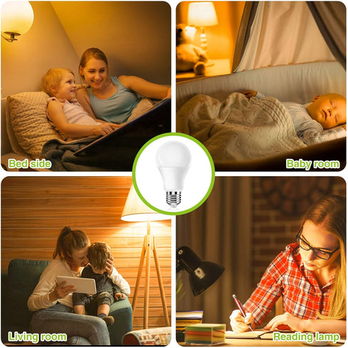 Neporal Amber Light Bulbs, 9W 60W Equivalent A19 Soft Light Bulbs, Blue Light Blocking Warm Light Bulbs, 1800K Amber Night Light Bulbs, Dim Light ...