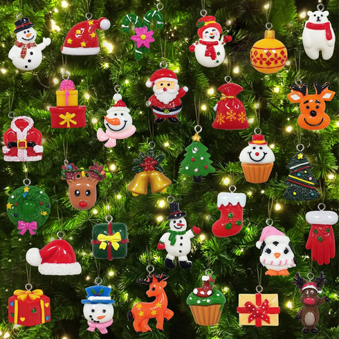 30pcs Mini Christmas Ornaments for Mini Tree Decorations Small Christmas Ornaments Resin Miniatures for Craft Christmas Decor...
