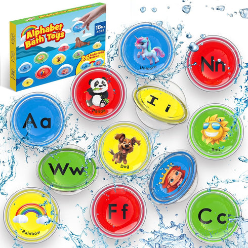 Bath Toys for Kids - 26 PCS Float & Find Alphabet Bubbles Baby Pool Toys for Toddlers 1-3,Water Table Bathtub Kids Party Toy,Preschool Learning To...