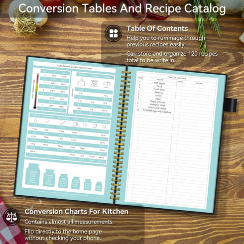 Recipe Book to Write in Your Own Recipes, Blank Recipe Notebook with Tabs for Family Cooking Lover, 120 Pages Recipe Organizer, 8.5 x 5.5", Black...