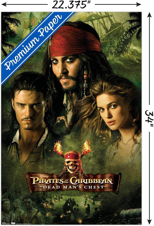 Trends International Disney Pirates of the Caribbean: Dead Man's Chest - Group Wall Poster, 22.375" x 34", Premium Poster & Clip Bundle...