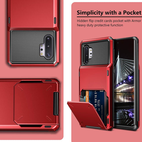 Vofolen Case for Galaxy Note 10+ 10 Plus Case Wallet 4-Slot Pocket ID Card Holder Scratch Resistant Dual Layer Protective Bumper Rubber Armor Hard...
