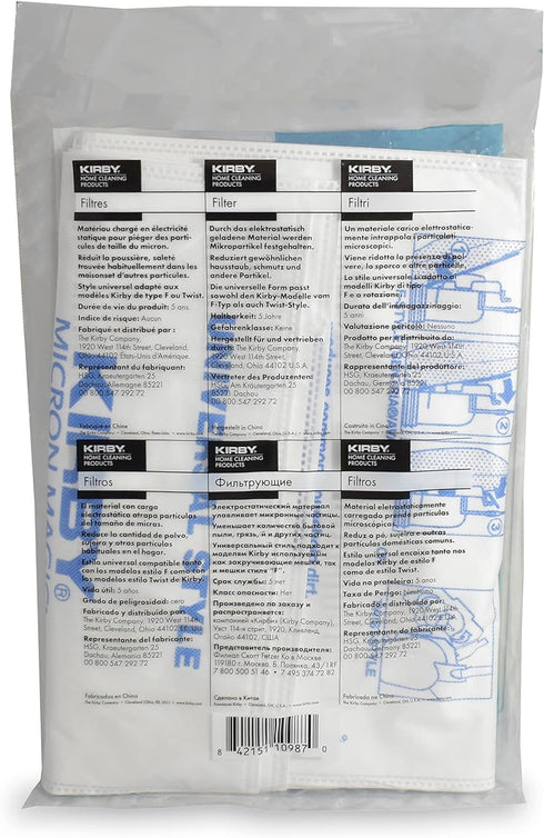 Kirby Micron Magic HEPA Filter Bags 2-Pack | Part #205811 | Universal Fit for F-Style & Twist-Style Models...