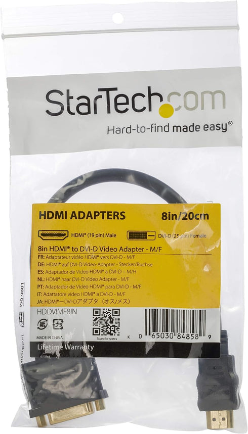 StarTech.com HDMI Male to DVI Female Adapter - 8in - 1080p DVI-D Gender Changer Cable (HDDVIMF8IN)...