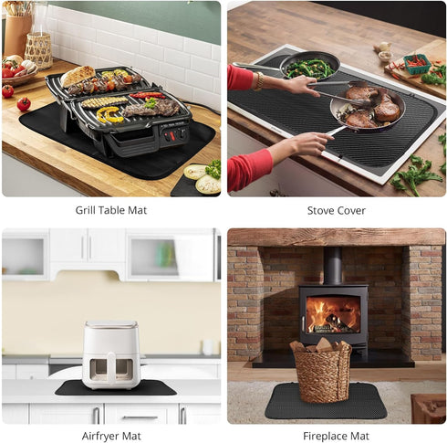 Tanice Heat Resistant Mat, 16"X24" Heat Resistant Mats for Countertop, 2PCS Fireproof Mat, Ceramic Hob Cover for Kitchen, Outdoor Grill Mats with ...