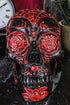 Ebros Day of The Dead Spider Web Floral Red Rose Skull Figurine DOD Floral Black Sugar Skull Statue 5" L...