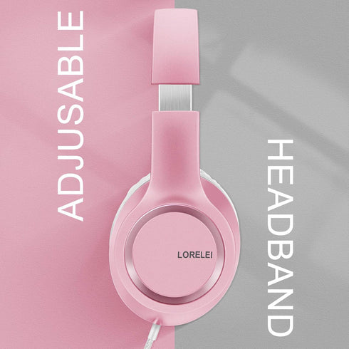 LORELEI X8 Over-Ear Wired Headphones with Microphone with 1.45m-Tangle-Free Nylon Line&3.5mm Plug,Lightweight Foldable & Portable Headphones for S...