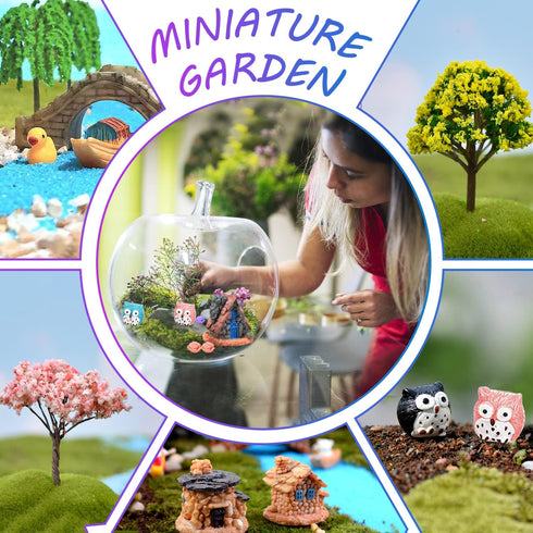 108 Pieces Miniatures Fairy Garden Accessories Outdoor, Fairy Garden Kit, Miniature Figurines, Fairy Garden Accessories, DIY Micro Landscape Ornam...