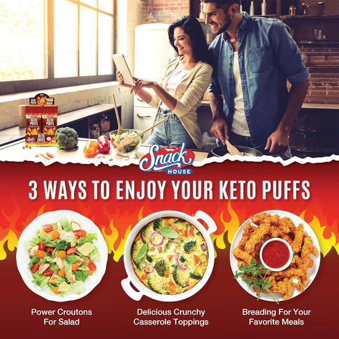 Flamin Hot High Protein Puffs, Healthy Snack Food for Adults & Kids, Low Carb Diet & Keto Friendly Snack, Cheese Puffs–Gluten & Grain Free – 8-Pac...