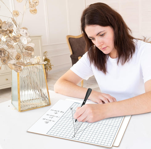 11"x14" Dry Erase Graph Whiteboard Double Sided Dry Erase Board with Grid for Home School Classroom Kids and Students Portable Grid Board for Grap...