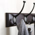 SONGMICS Wooden Wall Mounted Coat Rack 16 Inch Rail with 4 Metal Hooks for Entryway Bathroom Closet Room Dark Brown...