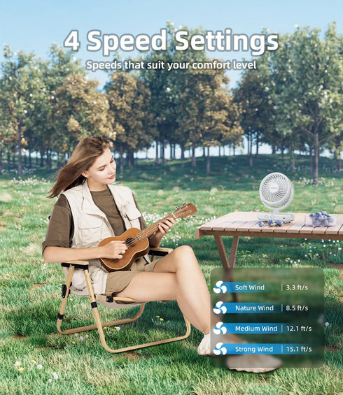 Portable Camping Fan with LED Lantern, USB Rechargeable Tent Fan with Hanging Hook, 4 Speeds Adjustable Small Personal Fan, Faster Cooling, Ultra ...