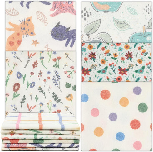 6 Pack Flower Kitchen Dishcloth 13.78x13.78 Inch Spring Cleaning Dish Rags Reusable Floral Cat Print Absorbent Dish Towels Quick Drying Dish Cloth...