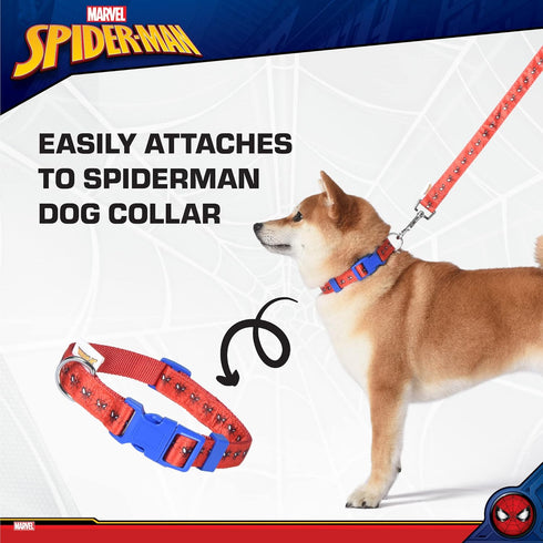 Marvel Comics 4 Foot (48 inch) Cute Spiderman Logo Dog Leash Easily Attaches to Any Dog Collar or Harness | Red...