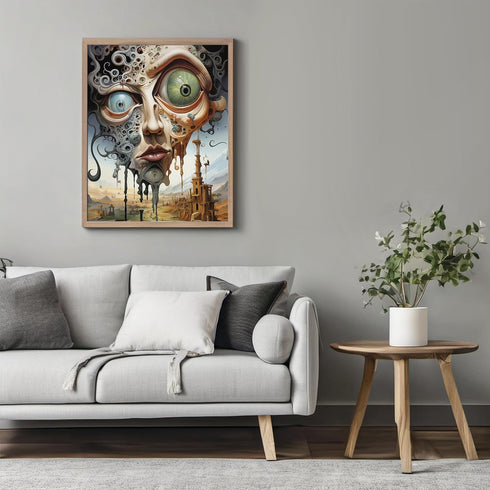 Posterizer 1 pcs-sci-fi flying alien head in bleak world-Abstract & Modern Art-Fantasy & Fiction Art-Gift for Art Lovers-Decor for Home & Office- ...