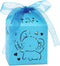 Kslong Blue Baby Shower Favor Boxes, 50Pcs Elephant Favor Boxes for Baby Boy Laser Cut Candy Boxes with Ribbon for Birthday Wedding Party Decorati...