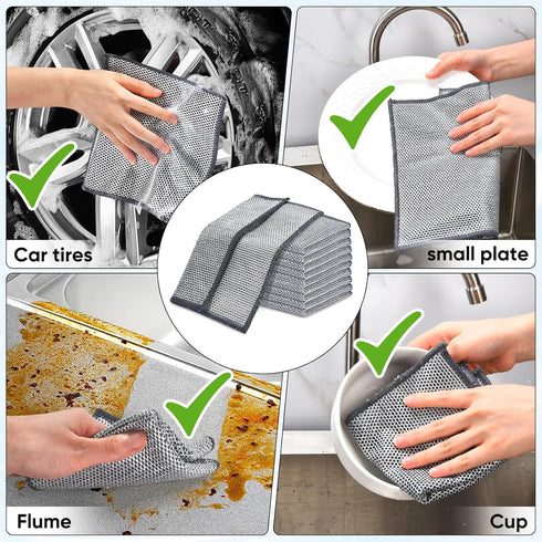 10 Pcs New Upgrade3-LayerNonScratch Wire Dishcloth,Wire Dishwashing Rag, Non-Scratch Wire Dishwashing Ragsfor Wet and Dry, Kitchen Cleaning Dish R...
