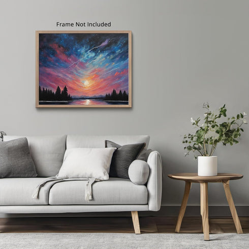 Posterizer 1 pcs- mountains, trees, night sky landscape nature 3-Landscape & Nature Art-Floral Botanical Art- Decor for Home & Office- unframed wa...
