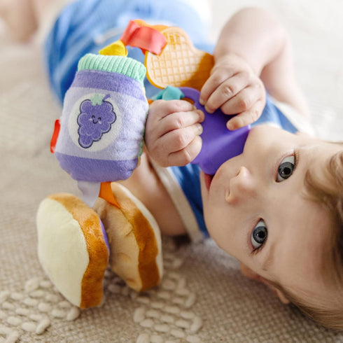 Melissa & Doug Multi-Sensory PB&J Take-Along Clip-On Baby Toy | Sensory toy for Infants | Developmental Toy for Toddlers | 0+ | Gift for Baby Boys...