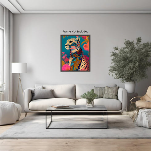 Posterizer 1 pcs-chinoiserie fashionable tiger with scarf-Art for Animal Lovers-Abstract & Modern Art-Living Room Bedroom Decor- UNFRAMED Wall Art...