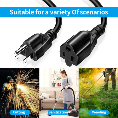 Short Power Extension Cord,16AWG/13A,Outlet Saver, 3 Prong Male Plug to Female Socket Heavy Duty Power Extension Cable (6FT/1.8M)...