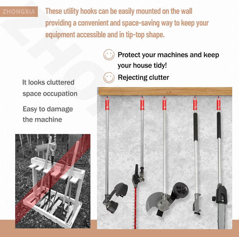 5 Pack Garage Storage Hooks Attachment Compatible with Milwaukee M18 / Wall Mount Utility Hooks/Attachment for Garage, Shed, Car, House, Storeroom...