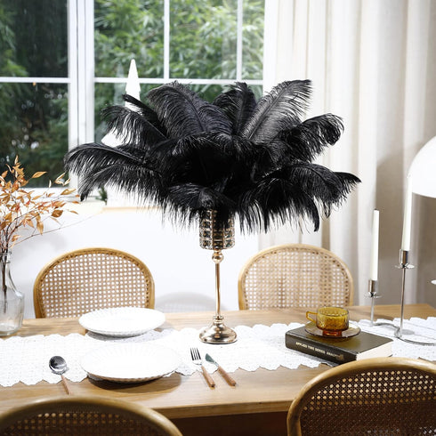 Larryhot Black Ostrich Feathers Bulk - 16-18 inch 10pcs Feathers for Vase,Wedding Party Centerpieces and Home Decorations (Black)...
