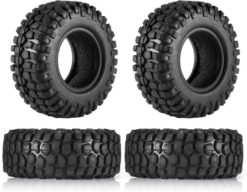 COOWOO 1.0 Inch RC Rubber Tires Upgrade Parts for 1/24 SCX24 and 1/18 TRX-4M RC Crawler Cars - Better Traction, Realistic Look, and Long-Lasting P...