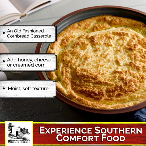 Weisenberger Spoon Bread Mix - Authentic, Old Fashioned, Southern Style Corn Bread Mix - Made From Non GMO Cornmeal - Traditional Cast Iron Spoonb...
