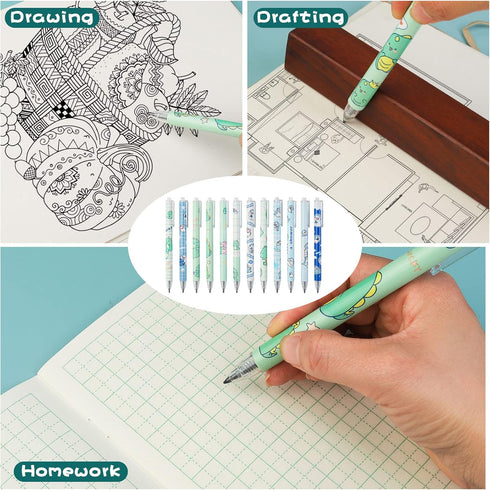Everlasting Pencils, 12pcs Cute Infinity Pencil Inkless Eternal Pencils Cartoon Technology Unlimited Mechanical Pencil Christmas Gift for Writing,...