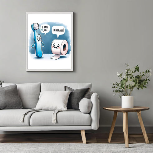 Posterizer 1 pcs-funny gag housewarming gift-toothbrush and TP-Comedy Art-Typography Art-Gift for Men Women Entrepreneur Teens-Bathroom, restroom ...