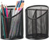 2 Pack Pen Holder Pen Organizer for Desk Mesh Round Pencil Holder Desktop Organizer 3 Compartments Pencil Organizer Desk Organizer for Office Home...