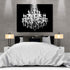 Canvas Print Wall Art - White Crystal Chandelier on Black Background - Wall Decor Modern Artwork Paintings Pictures for Living Room Stretched and ...
