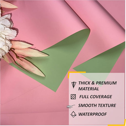 20 Sheets PREMIUM Double Sided TWO Colors Waterproof Floral Wrapping Paper for Bouquets, Florist Supplies, DIY Crafts, Gift/Gift Box Wrapping Pack...