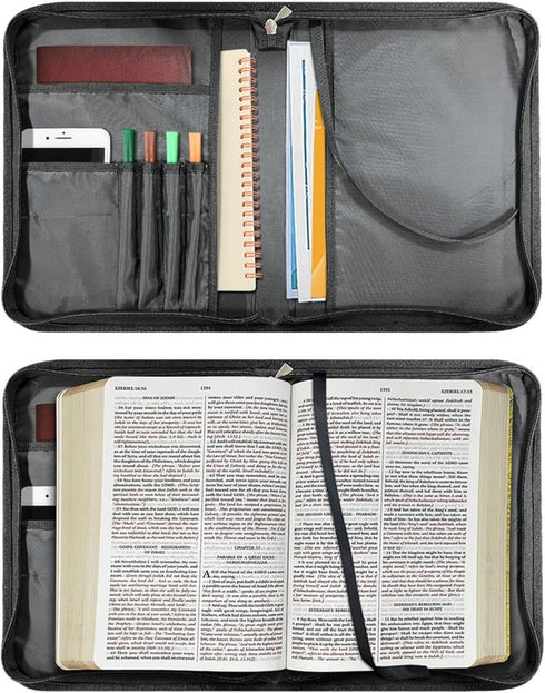 Bengbobar US Flag Bible Covers for Women Men Cross Bible Carrying Case Waterproof Faux Leather Bible Protective with Handle and Zippered Journal C...