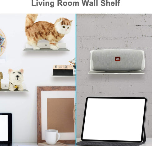 Small Wall Shelf Speaker Stand, TXEsign Small Shelf Speaker Shelf for Bluetooth Speaker, Webcam, Cell Phones, Toy Display Shelf Acrylic Speaker Mo...