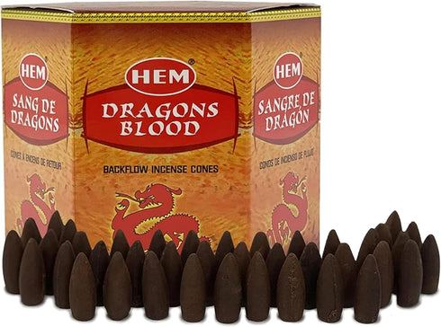 Dragons Blood Hem Backflow Incense Cones for Waterfall Aromatic Smoke Fountain Haze Falls - 40 Large Back Flow Incense Cones Scented...