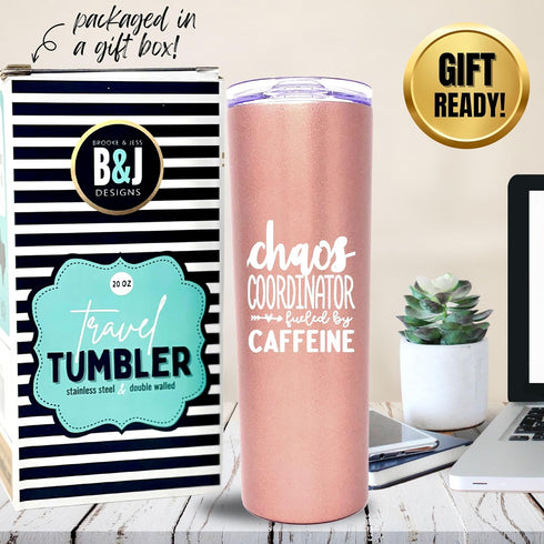 Brooke & Jess Designs Chaos Coordinator 20 oz Tumbler - Best Insulated Travel Cup for Boss Women - Great Gifts for Mom, Coworker, Bosses, Christma...