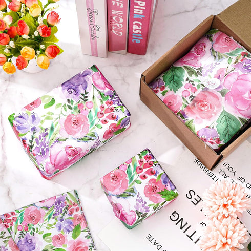 Whaline 100Pcs Floral Tissue Paper Watercolor Flower Gift Wrapping Paper Blossom Packaging Paper DIY Art Craft Paper for Home Wedding Baby Shower ...