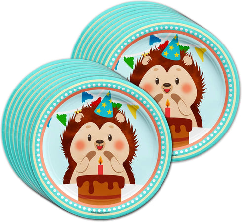 Hedgehog Birthday Party Supplies Set Plates Napkins Cups Tableware Kit for 16...