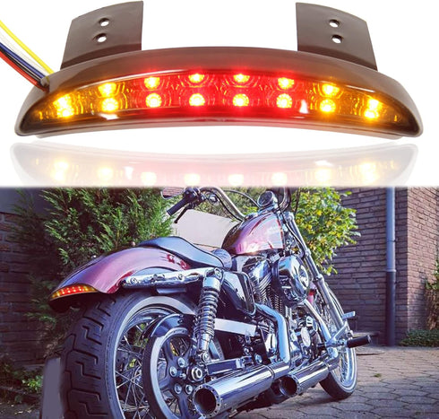 Motorcycle Chopped Rear Fender Edge LED Brake License Plate Tail Light Stop Running Light Turn Signal Lamp Compatible with Harley Sportster XL883N...