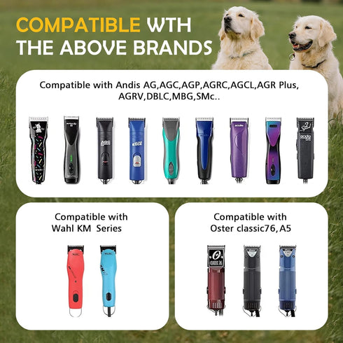Detachable Steel Pet Dog Clipper Blades,Size-3 3/4FC,Compatible with Andis Cut Length 1/2"(13mm),Compatible with Oster A5, Wahl KM Series Clippers...