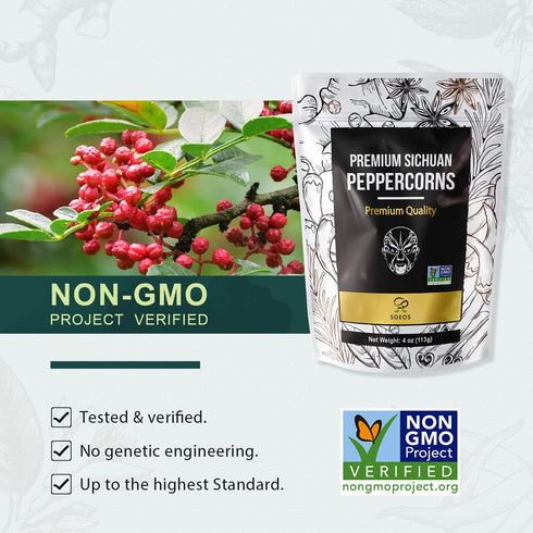 Soeos Premium Szechuan Peppercorns, 4oz(113g), Authentic Sichuan Red Peppercorn, Numbing and Tingle Effect, Less Seeds, Strong Flavor, Essential f...
