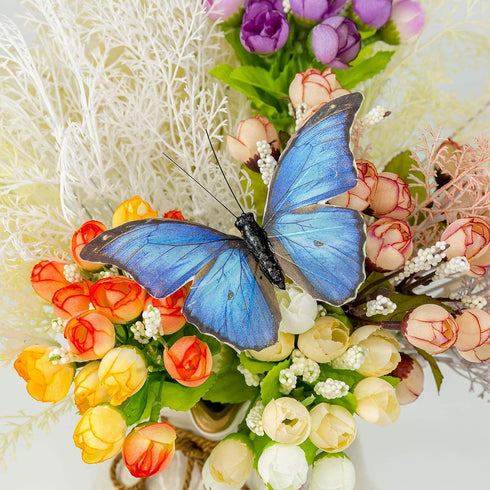 Berfutall-Morpho Butterfly Feather Butterflies on Picks Floral Supplies Set of 12 pcs Halloween Thanksgiving Decorations…...