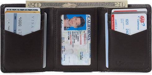 Alpine Swiss Leon Mens RFID Blocking Trifold Wallet Smooth Leather Comes in Gift Box Brown...