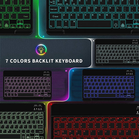 Backlit Bluetooth Keyboard Small Portable External Wireless Keyboard Cordless Rechargeable Illuminated for Android Tablet Cell Phone Smartphone iP...